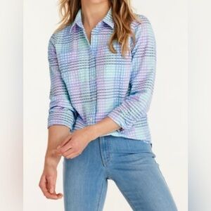L.L. Bean Women's Plaid Button-Down Shirt - Blue and Purple size S & M